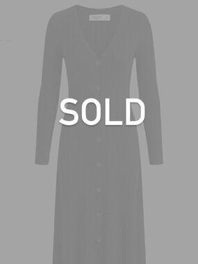 SOLD!!! MANGO CASUAL Black Ribbed long sleeves Knit Button Down Midi Dress - S